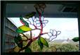 Upper window with cut out flowers.