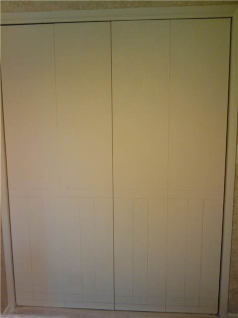 The closet doors with the just the basic outlines sketched out.