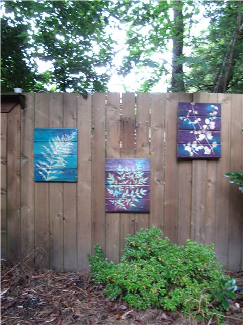 Using plants as stencils for art projects. 

More details in my blog post (http://www.mulchmedia.com/blog/post/2012/07/17/On-the-fence-about-outdoor-decor.aspx)